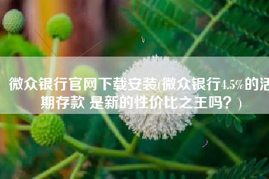 微众银行官网下载安装(微众银行4.5%的活期存款 是新的性价比之王吗？)