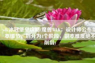 wlk冰冠堡垒攻略(魔兽WLK：设计师公布版本细节，划分为4个阶段，副本难度绝不削弱)