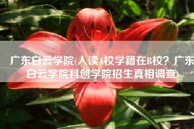 广东白云学院(入读A校学籍在B校？广东白云学院科创学院招生真相调查)