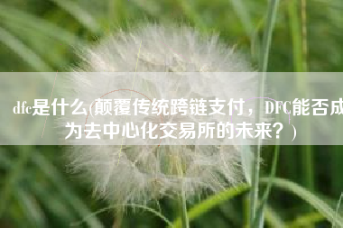 dfc是什么(颠覆传统跨链支付，DFC能否成为去中心化交易所的未来？)