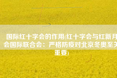 国际红十字会的作用(红十字会与红新月会国际联合会：严格防疫对北京冬奥至关重要)