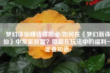 梦幻诛仙赚钱得职业(如何在《梦幻新诛仙》中发家致富？隐藏在玩法中的福利一定要知道)