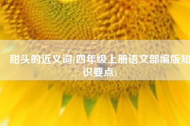 甜头的近义词(四年级上册语文部编版知识要点)