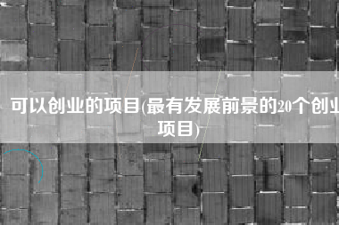 可以创业的项目(最有发展前景的20个创业项目)