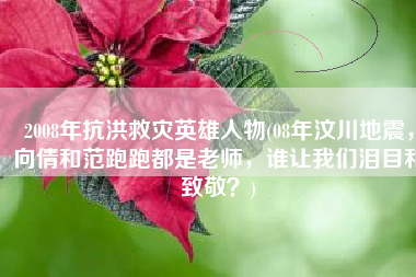 2008年抗洪救灾英雄人物(08年汶川地震，向倩和范跑跑都是老师，谁让我们泪目和致敬？)