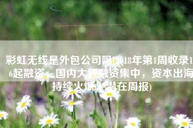 彩虹无线是外包公司吗(2018年第1周收录146起融资，国内大额融资集中，资本出海持续火爆 | 潜在周报)