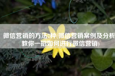 微信营销的方法7种(微信营销案例及分析，教你一招如何进行微信营销)