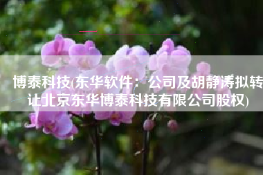 博泰科技(东华软件：公司及胡静涛拟转让北京东华博泰科技有限公司股权)