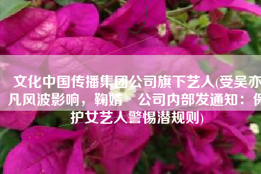 文化中国传播集团公司旗下艺人(受吴亦凡风波影响，鞠婧祎公司内部发通知：保护女艺人警惕潜规则)