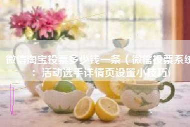 微信淘宝投票多少钱一条（微信投票系统：活动选手详情页设置小技巧)