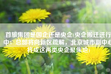 首旅集团是国企还是央企(央企搬迁进行中：总部将向新区疏解，北京城市副中心将成这两类央企聚集地)