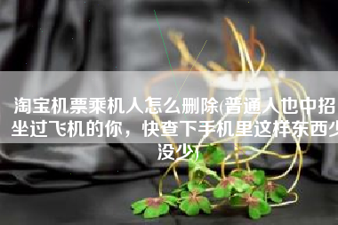 淘宝机票乘机人怎么删除(普通人也中招！坐过飞机的你，快查下手机里这样东西少没少)