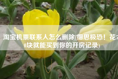 淘宝机票联系人怎么删除(细思极恐！花500块就能买到你的开房记录)