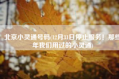 北京小灵通号码(12月31日停止服务！那些年我们用过的小灵通)