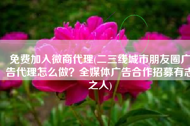 免费加入微商代理(二三线城市朋友圈广告代理怎么做？全媒体广告合作招募有志之人)