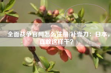全面战争官网怎么注册(补壹刀：日本，真敢这样干？)