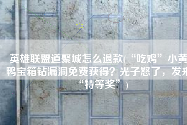 英雄联盟道聚城怎么退款(“吃鸡”小黄鸭宝箱钻漏洞免费获得？光子怒了，发来“特等奖”)