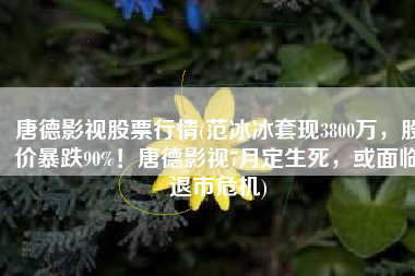 唐德影视股票行情(范冰冰套现3800万，股价暴跌90%！唐德影视7月定生死，或面临退市危机)