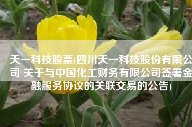 天一科技股票(四川天一科技股份有限公司 关于与中国化工财务有限公司签署金融服务协议的关联交易的公告)