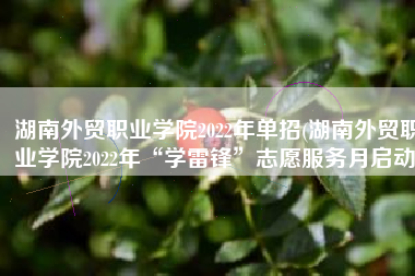 湖南外贸职业学院2022年单招(湖南外贸职业学院2022年“学雷锋”志愿服务月启动)