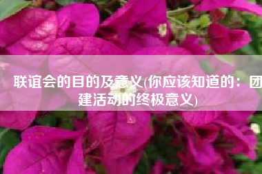 联谊会的目的及意义(你应该知道的：团建活动的终极意义)