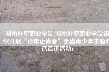 湖南外贸职业学院(湖南外贸职业学院组织开展“百年正青春”全省青少年主题对话宣讲活动)