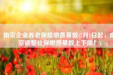 南京企业养老保险缴费基数(7月1日起，南京调整社保缴费基数上下限！)