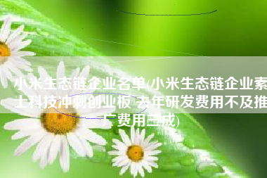 小米生态链企业名单(小米生态链企业素士科技冲刺创业板 去年研发费用不及推广费用三成)
