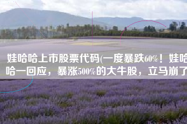 娃哈哈上市股票代码(一度暴跌60%！娃哈哈一回应，暴涨500%的大牛股，立马崩了)