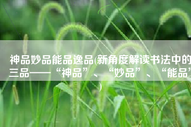 神品妙品能品逸品(新角度解读书法中的三品——“神品”、“妙品”、“能品”)