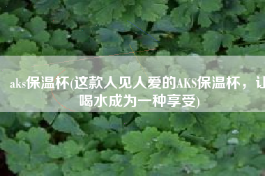 aks保温杯(这款人见人爱的AKS保温杯，让喝水成为一种享受)