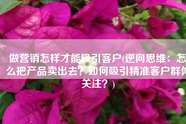 做营销怎样才能吸引客户(逆向思维：怎么把产品卖出去？如何吸引精准客户群体关注？)