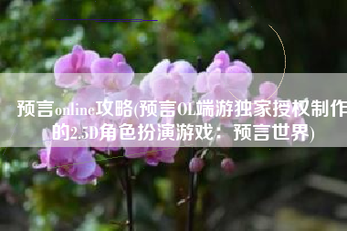 预言online攻略(预言OL端游独家授权制作的2.5D角色扮演游戏：预言世界)