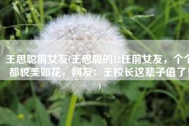 王思聪前女友(王思聪的12任前女友，个个都貌美如花，网友：王校长这辈子值了！)