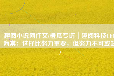 趣阅小说网作文(橙瓜专访｜趣阅科技CEO海棠：选择比努力重要，但努力不可或缺)