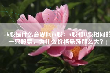 ah股是什么意思啊(A股：A股和H股相同的一只股票，为什么价格悬殊那么大？)