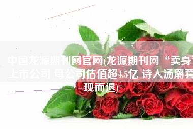 中国龙源期刊网官网(龙源期刊网“卖身”上市公司 母公司估值超4.5亿 诗人汤潮套现而退)