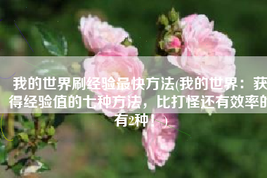 我的世界刷经验最快方法(我的世界：获得经验值的七种方法，比打怪还有效率的有2种！)
