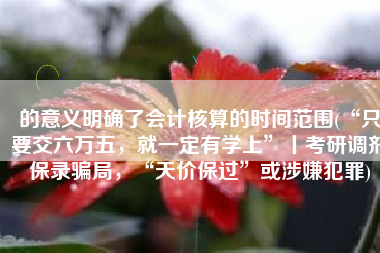 的意义明确了会计核算的时间范围(“只要交六万五，就一定有学上”丨考研调剂保录骗局，“天价保过”或涉嫌犯罪)