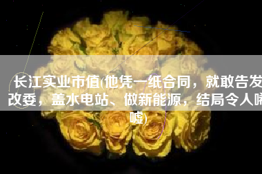 长江实业市值(他凭一纸合同，就敢告发改委，盖水电站、做新能源，结局令人唏嘘)