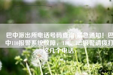 巴中派出所电话号码查询(紧急通知！巴中110报警系统故障，110、122报警请拨打这几个电话)