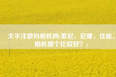 太平洋数码相机网(索尼，尼康，佳能，相机哪个比较好？)