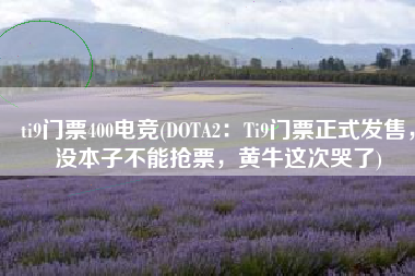 ti9门票400电竞(DOTA2：Ti9门票正式发售，没本子不能抢票，黄牛这次哭了)