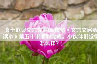 义士赵良文言文翻译(庆贺《文言文启蒙读本》第五十讲顺利完成，小伙伴们觉得怎么样？)