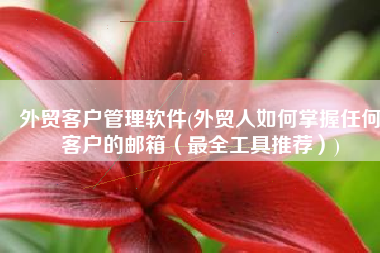 外贸客户管理软件(外贸人如何掌握任何客户的邮箱（最全工具推荐）)