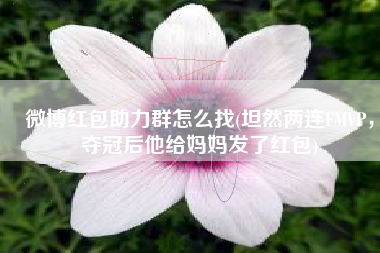 微博红包助力群怎么找(坦然两连FMVP，夺冠后他给妈妈发了红包)