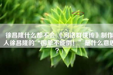 徐昌隆什么都不会(《河洛群侠传》制作人徐昌隆的“国单不能倒！”是什么意思？)