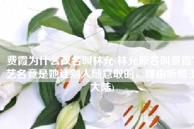 费霞为什么改名叫林允(林允原名叫费霞？艺名竟是她让别人随意取的，理由听懵王大陆)