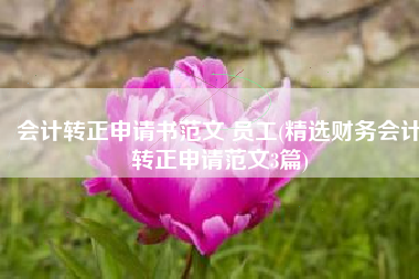 会计转正申请书范文 员工(精选财务会计转正申请范文3篇)