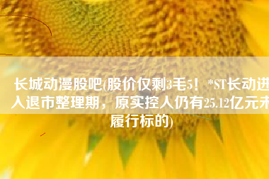 长城动漫股吧(股价仅剩3毛5！*ST长动进入退市整理期，原实控人仍有25.12亿元未履行标的)